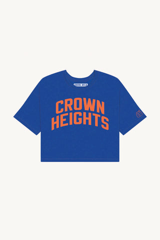Blue Crown Heights Crop with Orange Reflective Letters