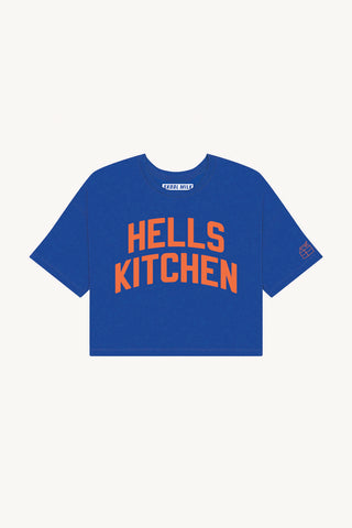 Blue Hells Kitchen Crop with Orange Reflective Letters
