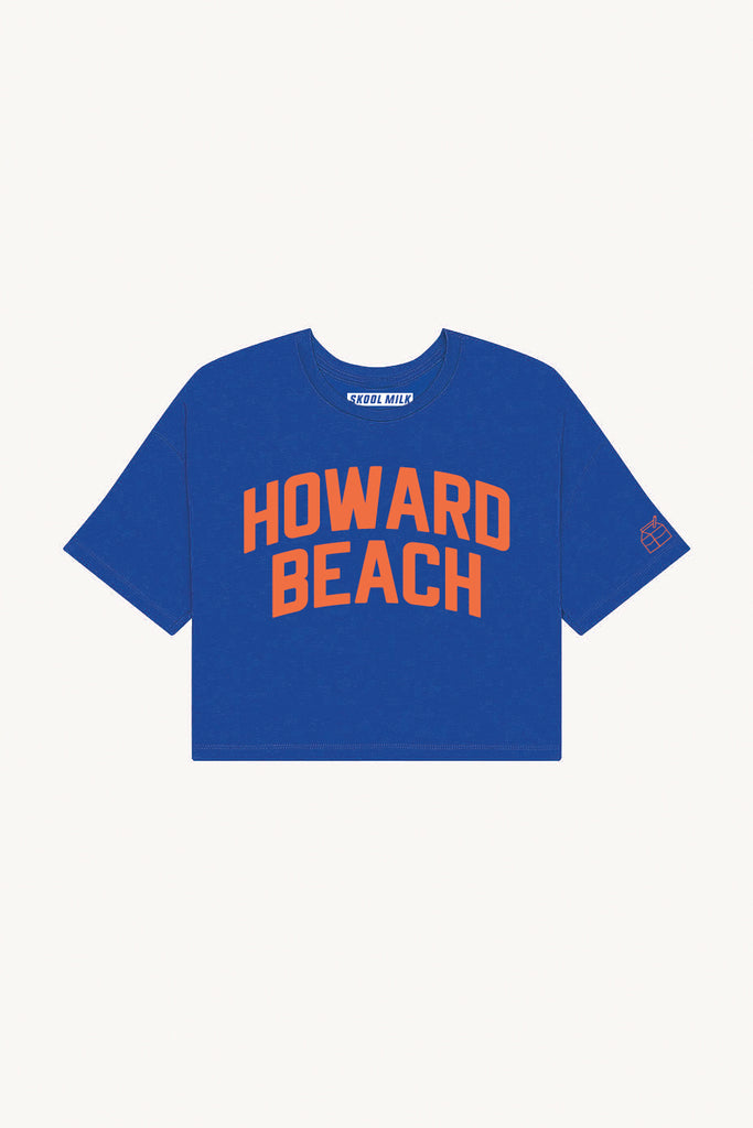 Blue Howard Beach Crop with Orange Reflective Letters