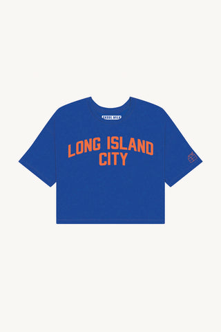 Blue LIC Crop with Orange Reflective Letters