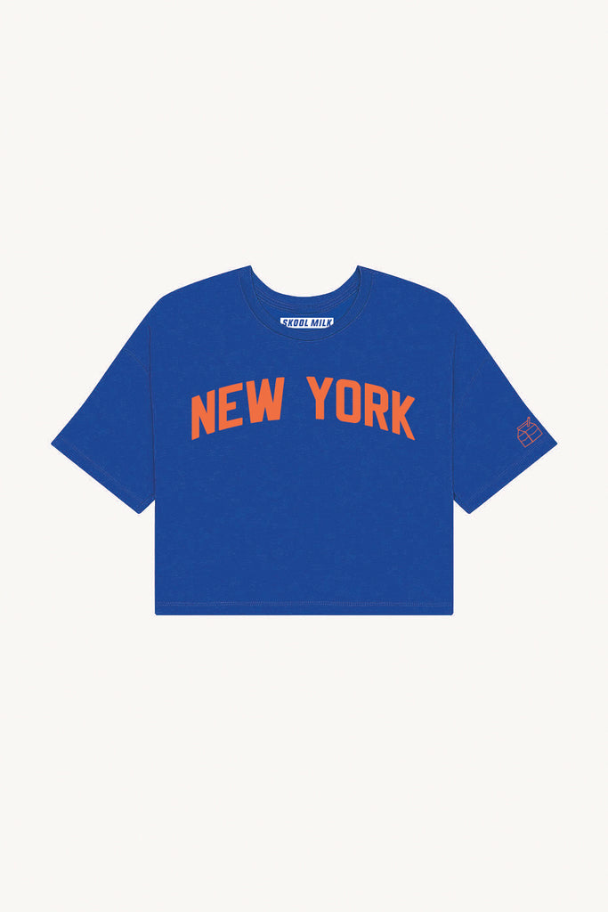 Blue New York Crop with Orange Reflective Letters