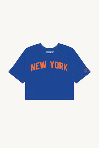 Blue New York Crop with Orange Reflective Letters