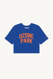 Blue Ozone Park Crop with Orange Reflective Letters