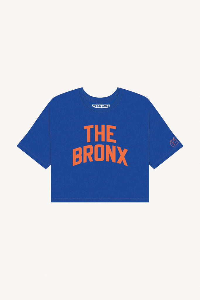 Blue The Bronx Crop with Orange Reflective Letters