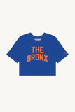 Blue The Bronx Crop with Orange Reflective Letters