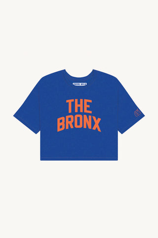 Blue The Bronx Crop with Orange Reflective Letters