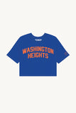 Blue Washington Heights Crop with Orange Reflective Letters