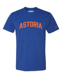 Blue Astoria T-Shirt with Orange Reflective Letters