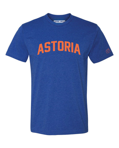 Blue Astoria T-Shirt with Orange Reflective Letters