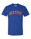 Blue Bed Stuy T-Shirt with Orange Reflective Letters