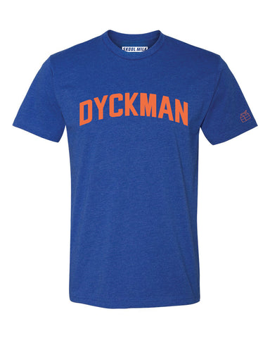 Blue Dyckman T-Shirt with Orange Reflective Letters