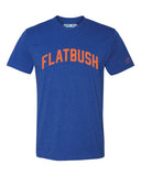 Blue Flatbush T-Shirt with Orange Reflective Letters