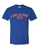 Blue LIC T-Shirt with Orange Reflective Letters