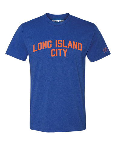 Blue LIC T-Shirt with Orange Reflective Letters
