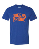 Blue QueensBridge T-Shirt with Orange Reflective Letters