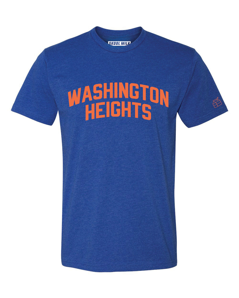 Blue Washington Heights T-Shirt with Orange Reflective Letters