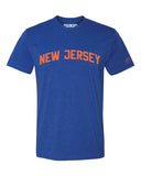 Blue New Jersey T-Shirt with Orange Reflective Letters