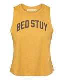 Mustard Bed Stuy Racerback with Brown Reflective Letters