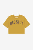 Mustard Bed Stuy Crop with Brown Reflective Letters