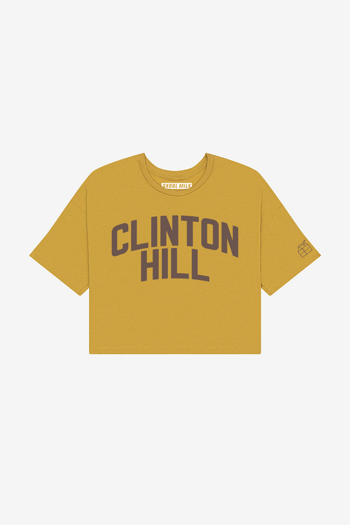 Mustard Clinton Hill Crop with Brown Reflective Letters