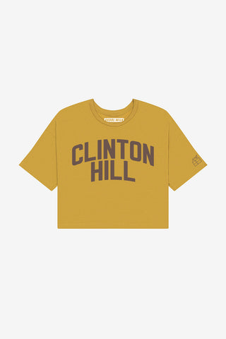 Mustard Clinton Hill Crop with Brown Reflective Letters