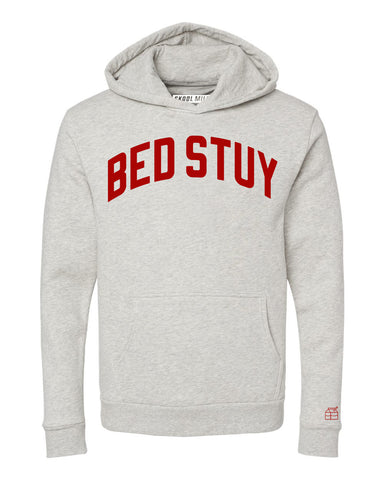 Oatmeal Bed Stuy Brooklyn Hoodie w/ Red Velvet Letters
