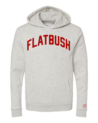 Oatmeal Flatbush Brooklyn Hoodie w/ Red Velvet Letters
