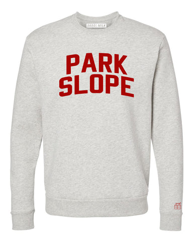 Oatmeal Park Slope Brooklyn Sweatshirt w/ Red Velvet Letters