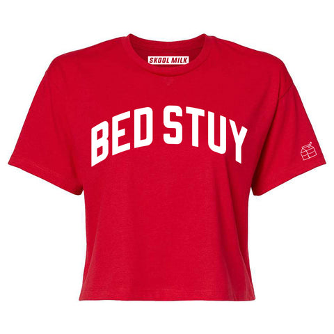 Red Bed Stuy Crop with White Reflective Letters