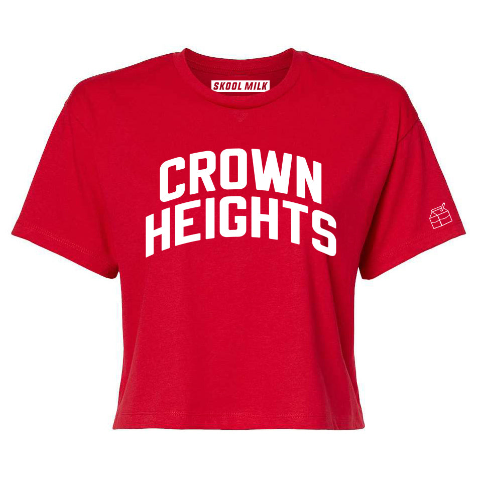 Red Crown Heights Crop with White Reflective Letters
