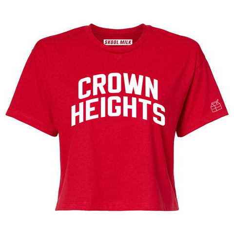 Red Crown Heights Crop with White Reflective Letters