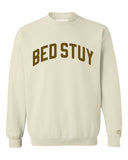 Cream Brooklyn Sweatshirt with Brown Reflective Letters