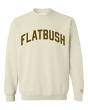 Cream Flatbush Sweatshirt with Brown Reflective Letters