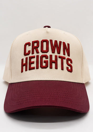 Natural and Maroon Crown Heights Five Panel Hat