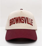 Natural and Maroon Brownsville Five Panel Hat