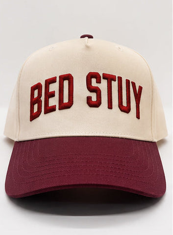 Natural and Maroon Bed Stuy Five Panel Hat