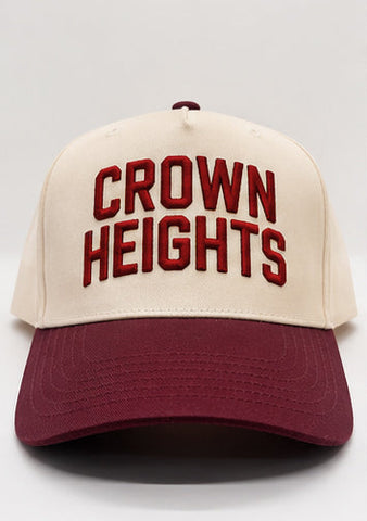 Natural and Maroon Crown Heights Five Panel Hat