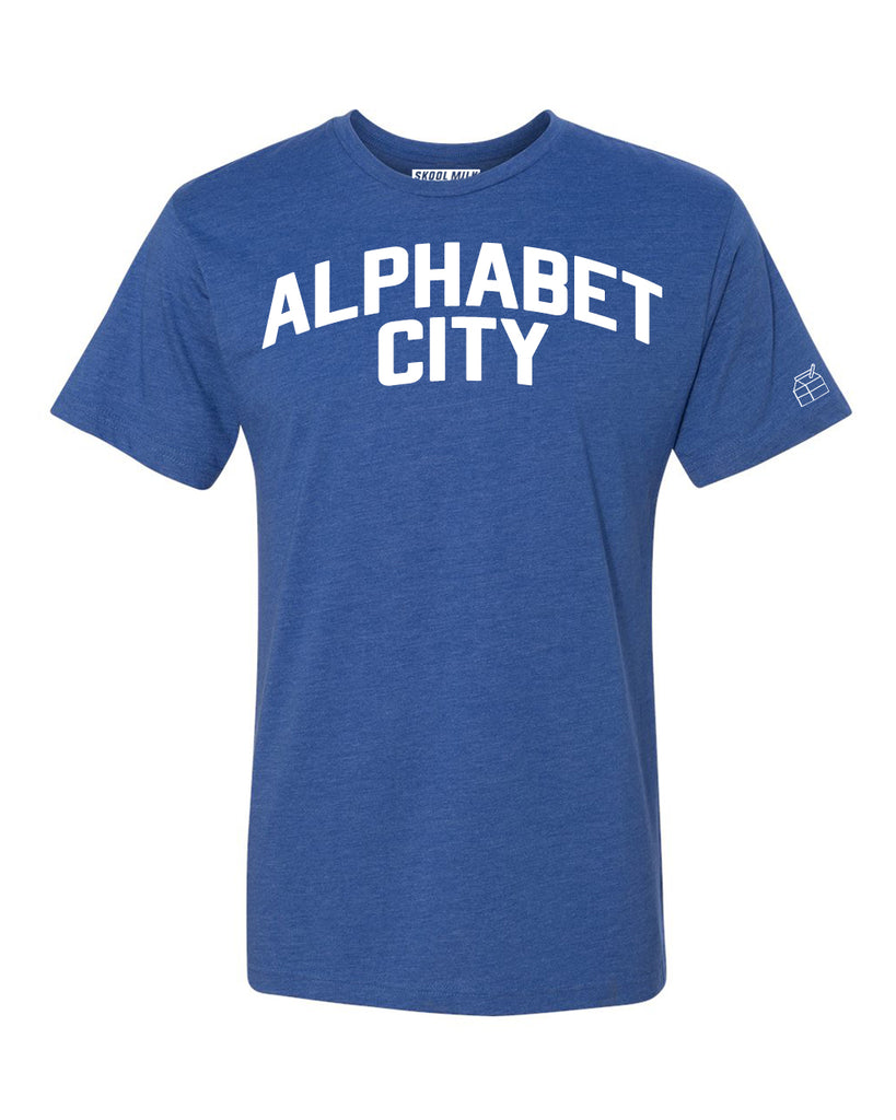Blue Alphabet City  T-shirt with White Reflective Letters