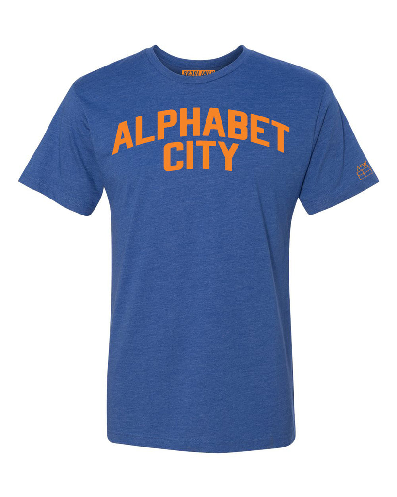 Blue Alphabet City T-shirt with Knicks Orange Letters