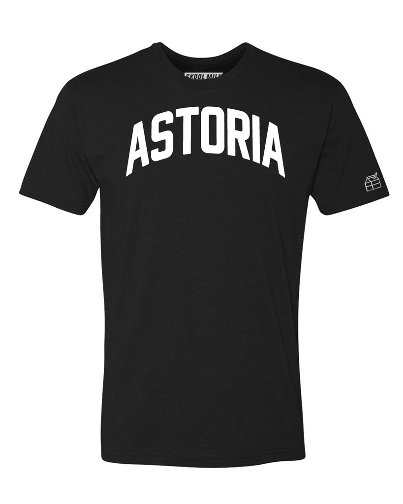 Black Astoria T-shirt with White Reflective Letters