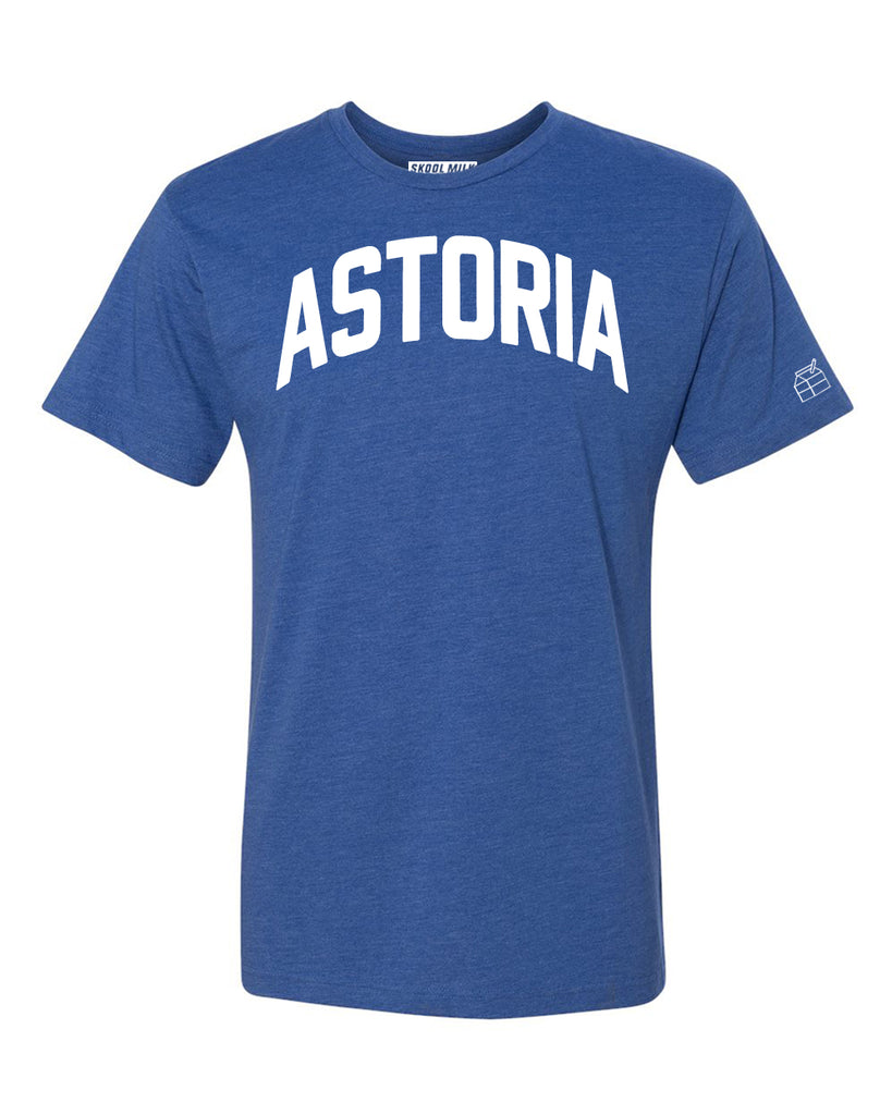 Blue Astoria T-shirt with White Reflective Letters