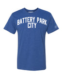 Blue Battery Park City T-shirt with White Reflective Letters