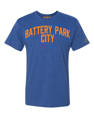 Blue Battery Park City T-shirt with Knicks Orange Letters