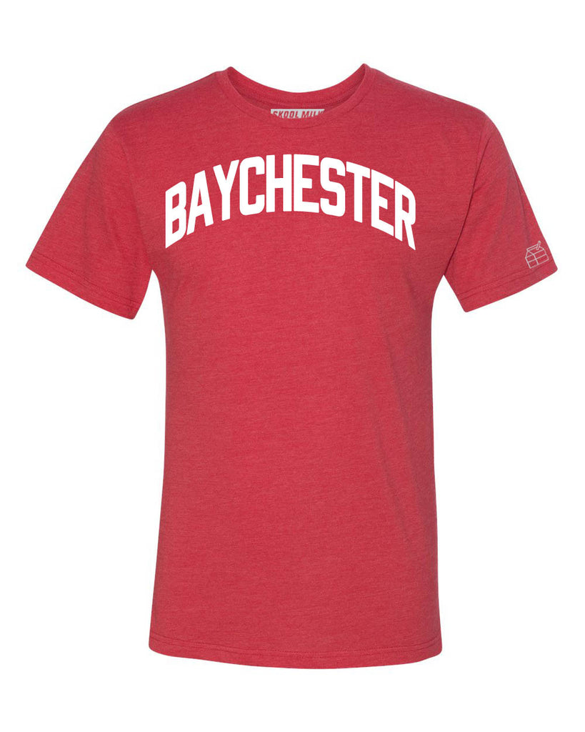 Red Baychester T-shirt with White Reflective Letters