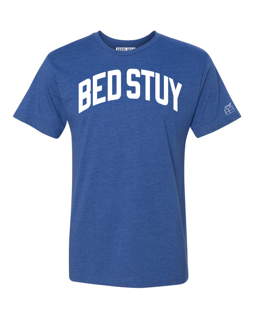 Blue BedStuy T-shirt with White Reflective Letters