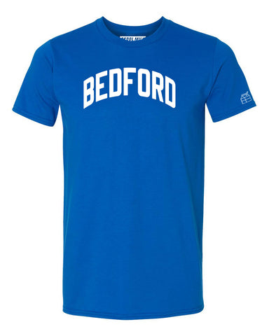 Blue Bedford T-shirt with White Reflective Letters