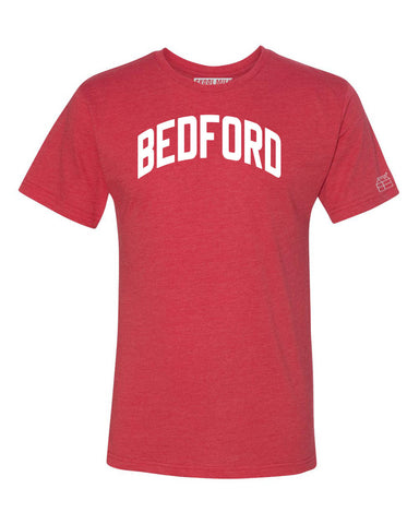 Red Bedford T-shirt with White Reflective Letters