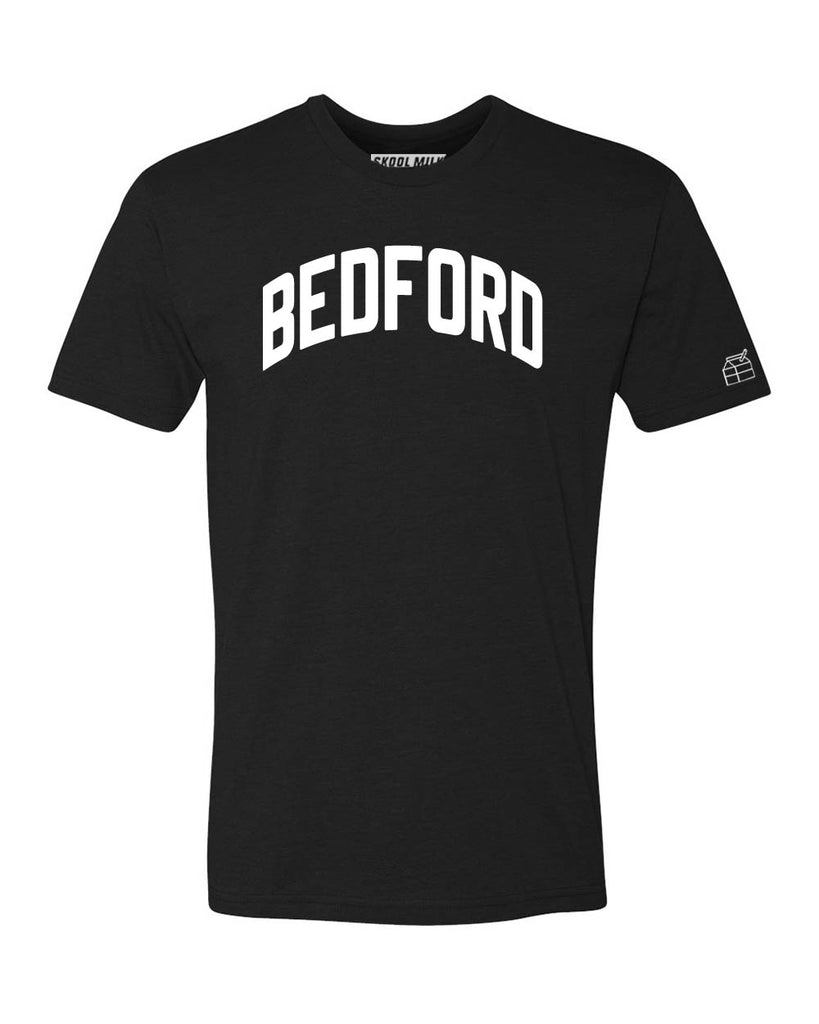 Black Bedford T-shirt with White Reflective Letters