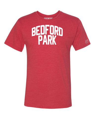 Red Bedford Park T-shirt with White Reflective Letters