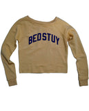 Bed-Stuy Crop Top Sweatshirt Yellow with Blue Letters